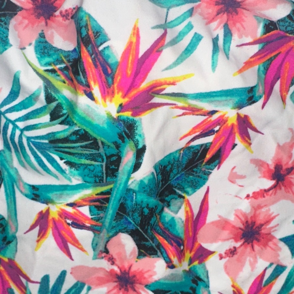Tropical Floral Tankini Top Knot Front Flowy Swim Top Size Large - Picture 4 of 4